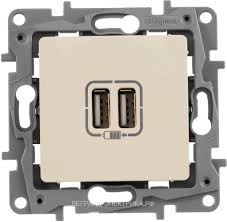 Розетка USB 1-м с/у Etika 2мод. 240Вт/5Вт 2400мА крем. Legrand; 672394