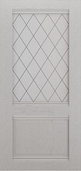 Полотно дверное Леском Венеция ясень серый ДО 800мм матовое с витражом