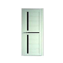 Полотно дверное Фрегат эко-шпон Кельн белый кипарис 600мм стекло черное