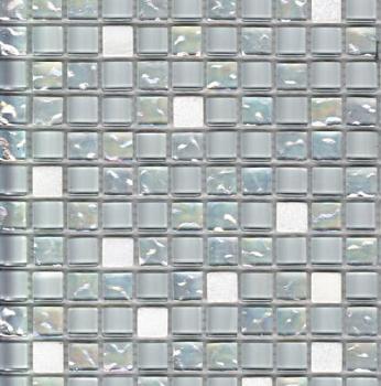 Мозаика стеклянная FLEX белый с перламутром 30,5х30,5см (чип 15х15х6мм)