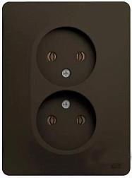 Розетка электрическая Glossa с/у 2-ая шоколад б/з; Schneider Electric, GSL000820