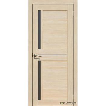 Полотно дверное Fly Doors La Stella эко-шпон 202 ясень латте черное стекло 900мм; Сибирь Профиль