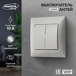 Выключатель Антей серебристый 2-кл скрытый; Luazon Lighting 9925747
