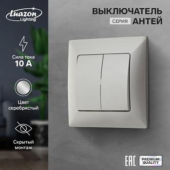 Выключатель Антей серебристый 2-кл скрытый; Luazon Lighting 9925747