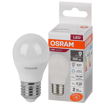 Лампа светодиодная 7Вт 6500К 230В E27 шар OSRAM; 4058075579866
