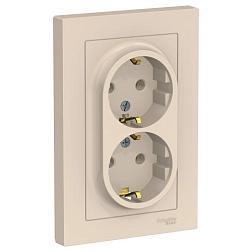 Розетка электрическая Atlas Design с/у 2-ая бежевая с/з; Schneider Electric, ATN000224