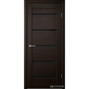 Полотно дверное Fly Doors La Stella эко-шпон 206 дуб мокко черное стекло 600мм; Сибирь Профиль