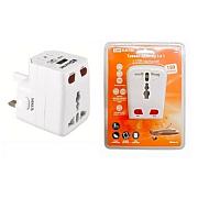 Тревел-адаптер 100-250 В 3 A (5 в 1) c USB-зарядкой 1000 мА белый; TDM, SQ1806-0044
