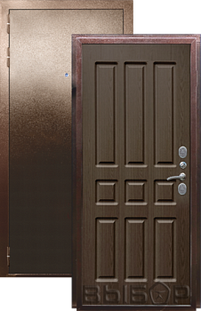 Дверь металлическая Выбор Квадро Термо 860х2050мм L 1,2 мм антик медь/старое дерево