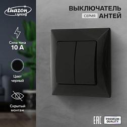 Выключатель Антей черный 2-кл скрытый; Luazon Lighting 9925748