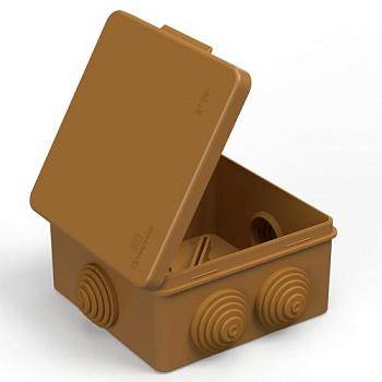 Коробка распределительная 100х100х50 мм для о/п безгалогенная HF бук; Промрукав, 40-0302-8001