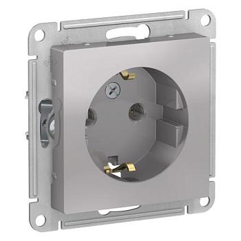 Розетка 1-м с/у ATLAS DESIGN с/з 16А алюм. Schneider Electric, ATN000343