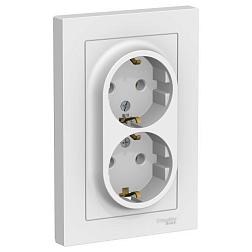 Розетка электрическая Atlas Design с/у 2-ая белая с/з; Schneider Electric, ATN000124