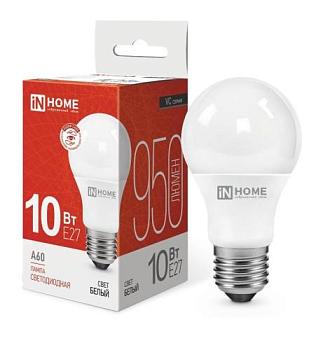 Лампа светодиодная LED A60 VC 10Вт 230В Е27 4000К 900Лм; IN HOME, 4690612020211