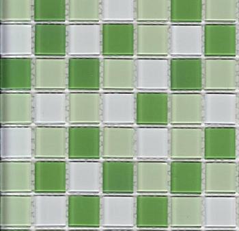 Мозаика стеклянная GOLF бело-зеленый микс 30х30см (чип 25х25х3,5мм)