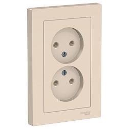 Розетка 2-м ATLAS DESIGN б/з 16А в сборе беж. Schneider Electric, ATN000220