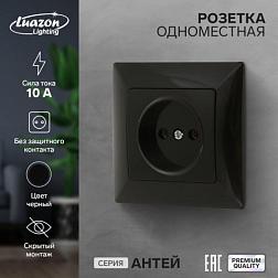 Розетка электрическая Антей 1-ая черный б/з скрытая; Luazon Lighting, 9925768