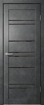 Полотно дверное Fly Doors BARN В2 ПВХ бетон тёмный ПО 900мм; черное стекло; Сибирь Профиль