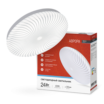 Светильник LED DECO АВРОРА настенно-потолочный 24Вт 6500K 1560Лм 330х55мм; IN HOME, 4690612037394