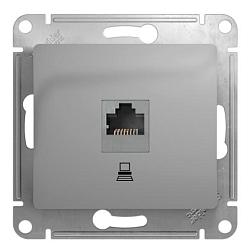 SE Glossa Алюминий Розетка компьютерная RJ45 кат.5E, механизм GSL000381K