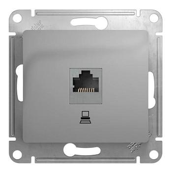 SE Glossa Алюминий Розетка компьютерная RJ45 кат.5E, механизм GSL000381K