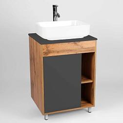 Тумба напольная Бостон 50х65,5х82 см графит с раковиной MODUO 50 SQUARE; Viant, VBOS65NG-T1ST