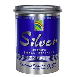 Эмаль декоративная Р 117 металлик серебро SILVER 0,45 л; РАДУГА