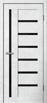 Полотно дверное Fly Doors BARN В4 ПВХ бетон светлый ПО 800мм; черное стекло; Сибирь Профиль