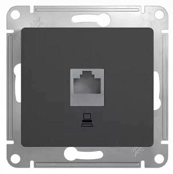 SE Glossa Антрацит Розетка компьютерная RJ45 кат.5E GSL000781K