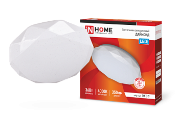 Светильник LED DECO ДАЙМОНД настенно-потолочный 36Вт  380х55мм; IN HOME, 4690612033716