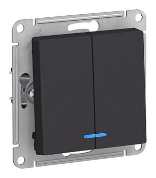 Выключатель 2-кл. с/у AtlasDesign 10А IP20 с подсветкой карбон Schneider Electric,ATN001053