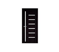 Полотно дверное Фрегат эко-шпон Мадрид темный кипарис 900мм стекло белое
