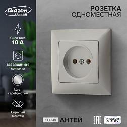 Розетка электрическая Антей 1-ая серебристый б/з скрытая; Luazon Lighting, 9925767