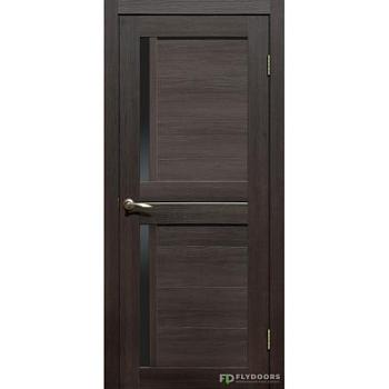 Полотно дверное Fly Doors La Stella эко-шпон 202 дуб мокко черное стекло 900мм; Сибирь Профиль