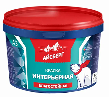 Краска В/Д для стен и потолков Айсберг А3 матовая влагостойкая 3 кг