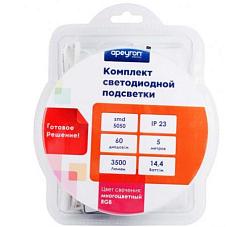 Комплект светодиодной ленты 12В с БП и контроллером smd5050 14,4Вт/м IP20 5м RGB Apeyron; 10-33