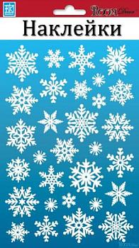 Наклейка новогодняя 14х21см снежинки-мини; Roomdecor, PUX 1102