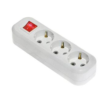 Колодка розеточная 3-я с/з 16 А 250 В с выключателем У3-ЕВК; LUX