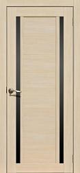 Полотно дверное Fly Doors La Stella эко-шпон 203 ясень латте черное стекло 600мм; Сибирь Профиль