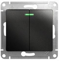 Выключатель Glossa с/у антрацит 2-кл с подсв; Schneider Electric, GSL000753
