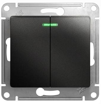 Выключатель Glossa с/у антрацит 2-кл с подсв; Schneider Electric, GSL000753