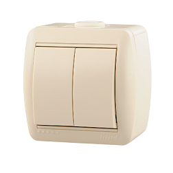 Выключатель Nata о/у кремовый 2-кл; Lezard, 710-0300-101